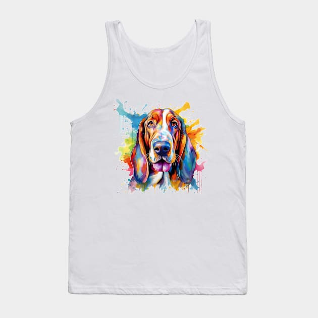 Basset Hound Splash AI Art Tank Top by CunninghamWatercolors